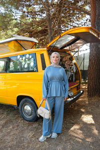 Bel Bağlama Detay İkili Takım Açık Mavi