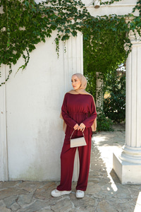 Bel Bağlama Detay İkili Takım Bordo