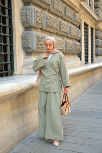 Bel Bağlama Detay İkili Takım Mint Yeşil