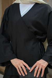 Bel Bağlama Detay İkili Takım Siyah