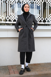 Bel Bağlamalı Astarlı Kaşe Gri