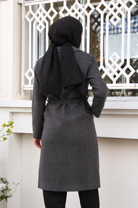 Bel Bağlamalı Astarlı Kaşe Gri