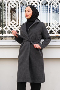 Bel Bağlamalı Astarlı Kaşe Gri