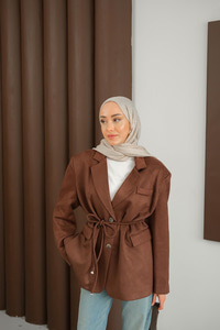Bel Bağlamalı Blazer Süet Ceket Kahverengi