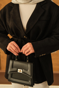 Bel Bağlamalı Blazer Süet Ceket Siyah