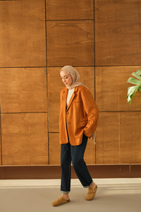 Bel Bağlamalı Blazer Süet Ceket Taba