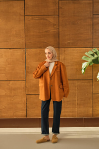 Bel Bağlamalı Blazer Süet Ceket Taba