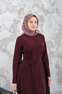 Bel Bağlamalı  Elbise Bordo
