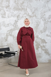 Bel Bağlamalı Elbise Bordo
