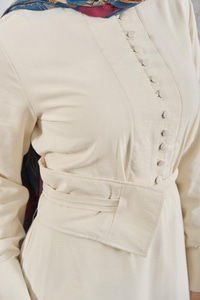 Bel Bağlamalı  Elbise Ekru