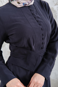 Bel Bağlamalı  Elbise Lacivert