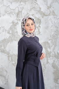 Bel Bağlamalı  Elbise Lacivert