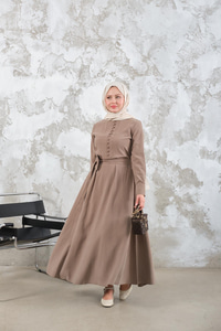 Bel Bağlamalı  Elbise Taş