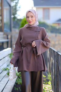 Bel Bağlamalı Gömlek Kahverengi