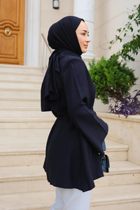 Bel Bağlamalı Gömlek Siyah