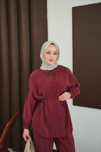 Bel Bağlamalı İkili Takım Bordo