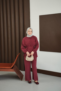 Bel Bağlamalı İkili Takım Bordo