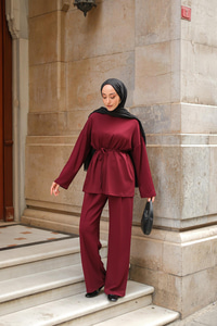 Bel Bağlamalı İkili Takım Bordo
