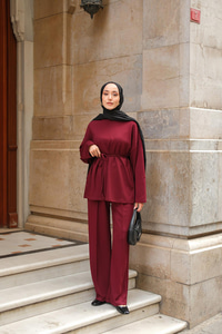 Bel Bağlamalı İkili Takım Bordo