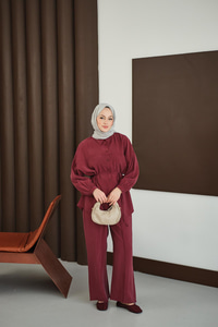 Bel Bağlamalı İkili Takım Bordo