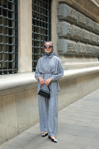 Bel Bağlamalı İkili Takım Gri