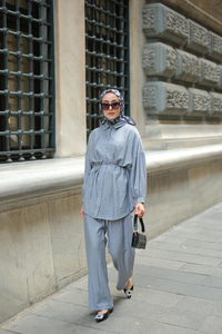 Bel Bağlamalı İkili Takım Gri