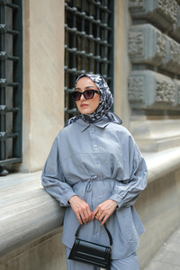 Bel Bağlamalı İkili Takım Gri