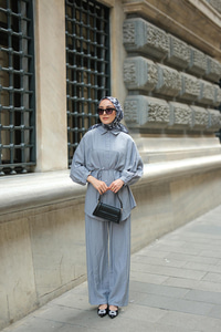 Bel Bağlamalı İkili Takım Gri