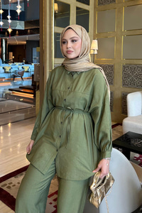Bel Bağlamalı İkili Takım Haki Yeşil
