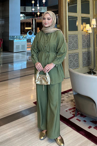 Bel Bağlamalı İkili Takım Haki Yeşil