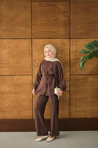 Bel Bağlamalı İkili Takım Kahverengi