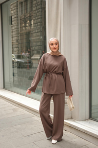 Bel Bağlamalı İkili Takım Kahverengi