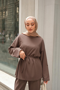 Bel Bağlamalı İkili Takım Kahverengi