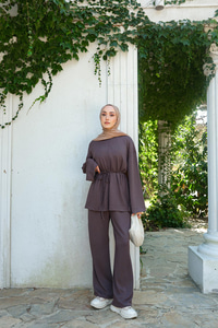 Bel Bağlamalı İkili Takım Kahverengi