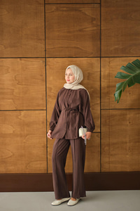 Bel Bağlamalı İkili Takım Kahverengi