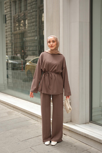 Bel Bağlamalı İkili Takım Kahverengi