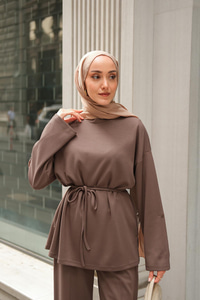 Bel Bağlamalı İkili Takım Kahverengi