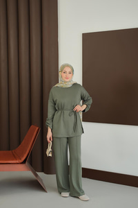 Bel Bağlamalı İkili Takım Koyu Yeşil