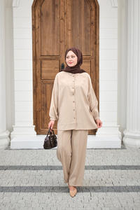 Bel Bağlamalı İkili Takım Krem