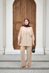 Bel Bağlamalı İkili Takım Krem