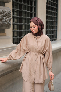 Bel Bağlamalı İkili Takım Krem