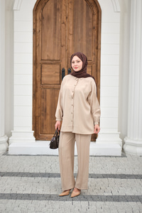 Bel Bağlamalı İkili Takım Krem