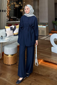 Bel Bağlamalı İkili Takım Lacivert
