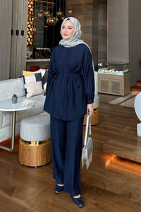 Bel Bağlamalı İkili Takım Lacivert