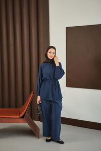 Bel Bağlamalı İkili Takım Lacivert