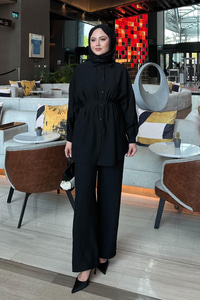 Bel Bağlamalı İkili Takım Siyah