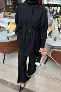 Bel Bağlamalı İkili Takım Siyah