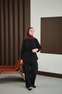 Bel Bağlamalı İkili Takım Siyah