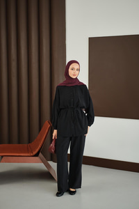 Bel Bağlamalı İkili Takım Siyah