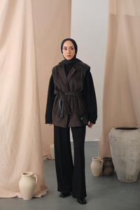 Bel Bağlamalı Kaşe Yelek Antrasit